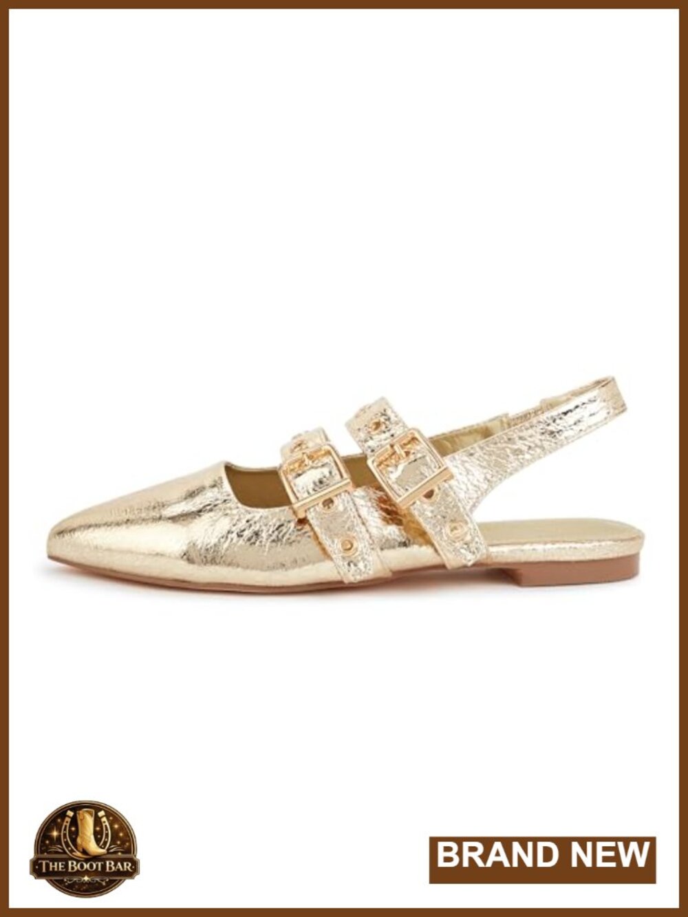Slingback Buckle Flats Pointed Toe Ballet Sneakers Faux Leather